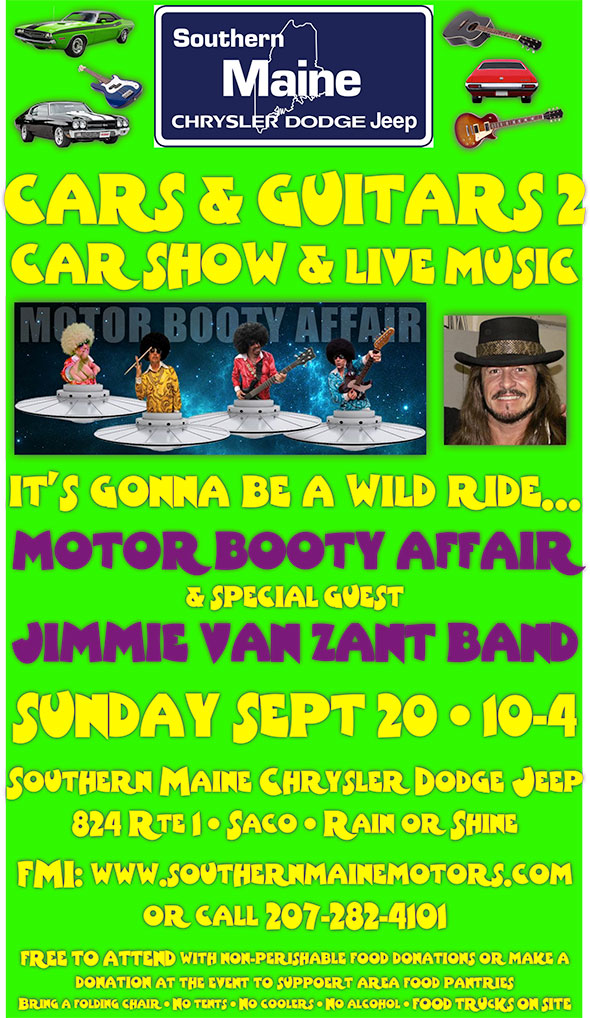 Cars and Guitars: Classic Car Show and Classic Southern Rock Concert with Jimmie Van Zant on September 20th, 2015 in Saco