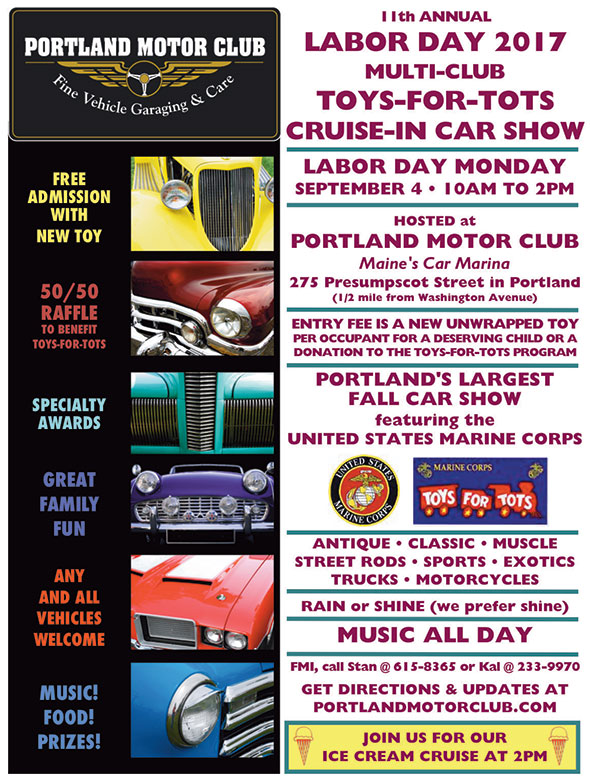 11th Annual Toys-for-Tots Labor Day Car Show Monday, September 4, 2017